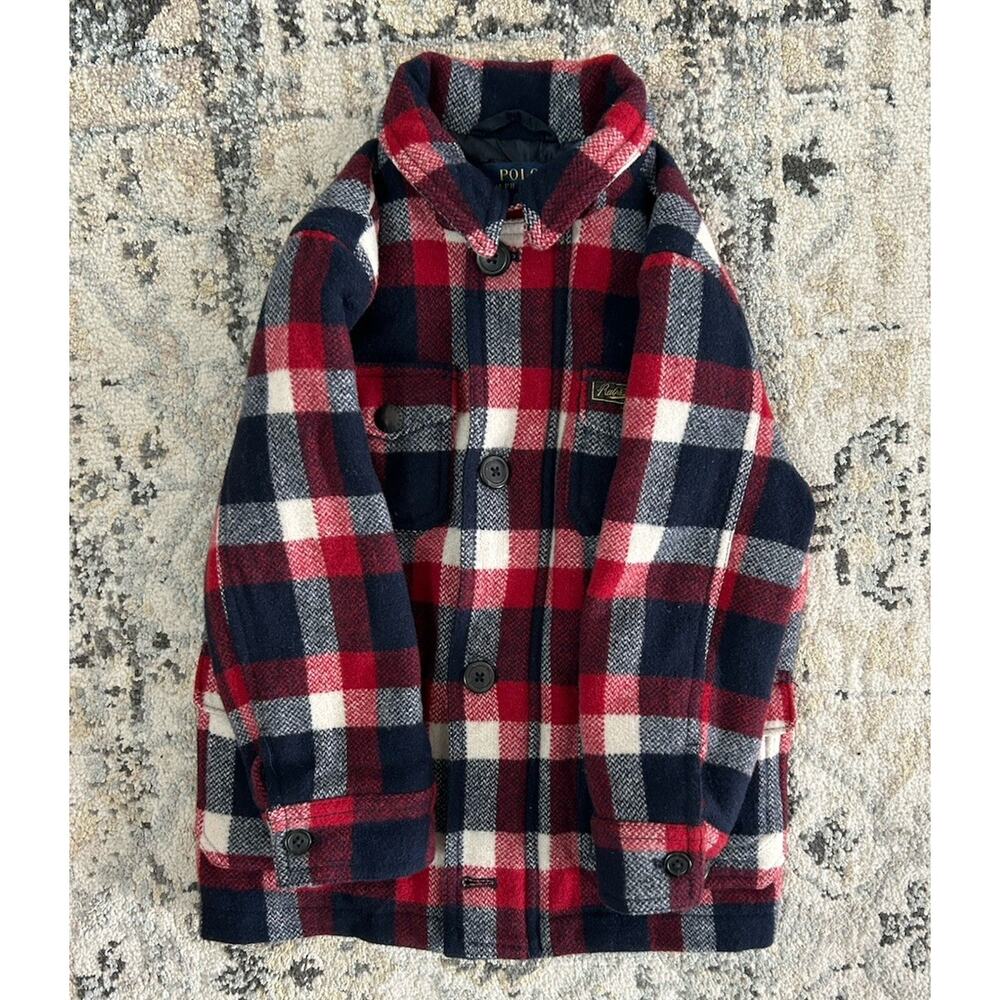 Polo Ralph Lauren Kids Boys Full Zip Wool Blend Jacket Coat Plaid Size 5 Preppy - Picture 4 of 8